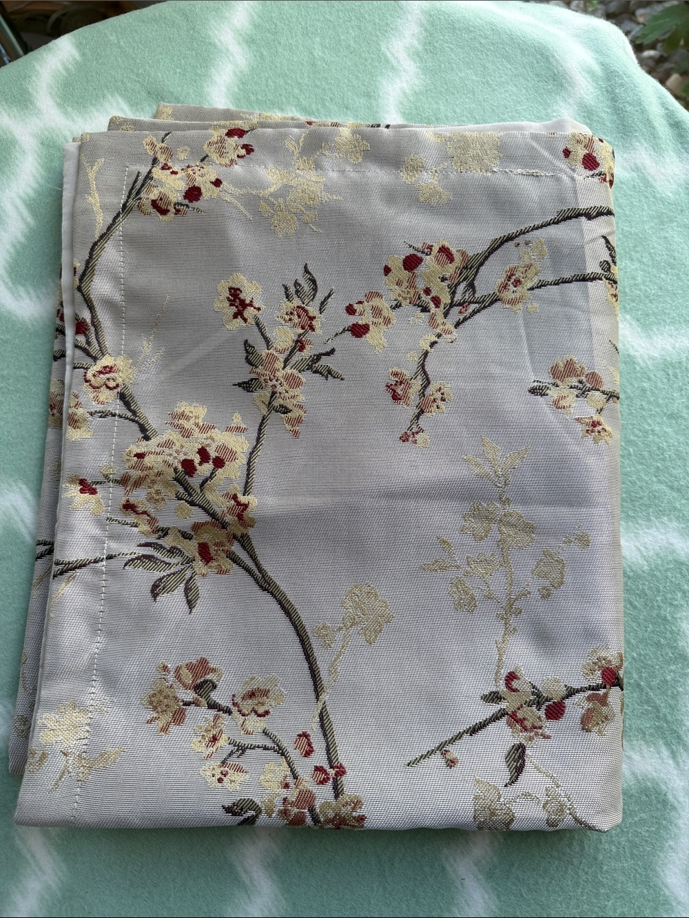 2 Floral Branch Jacquard Accent Pillow Case - Cream with Red & Brown Accents